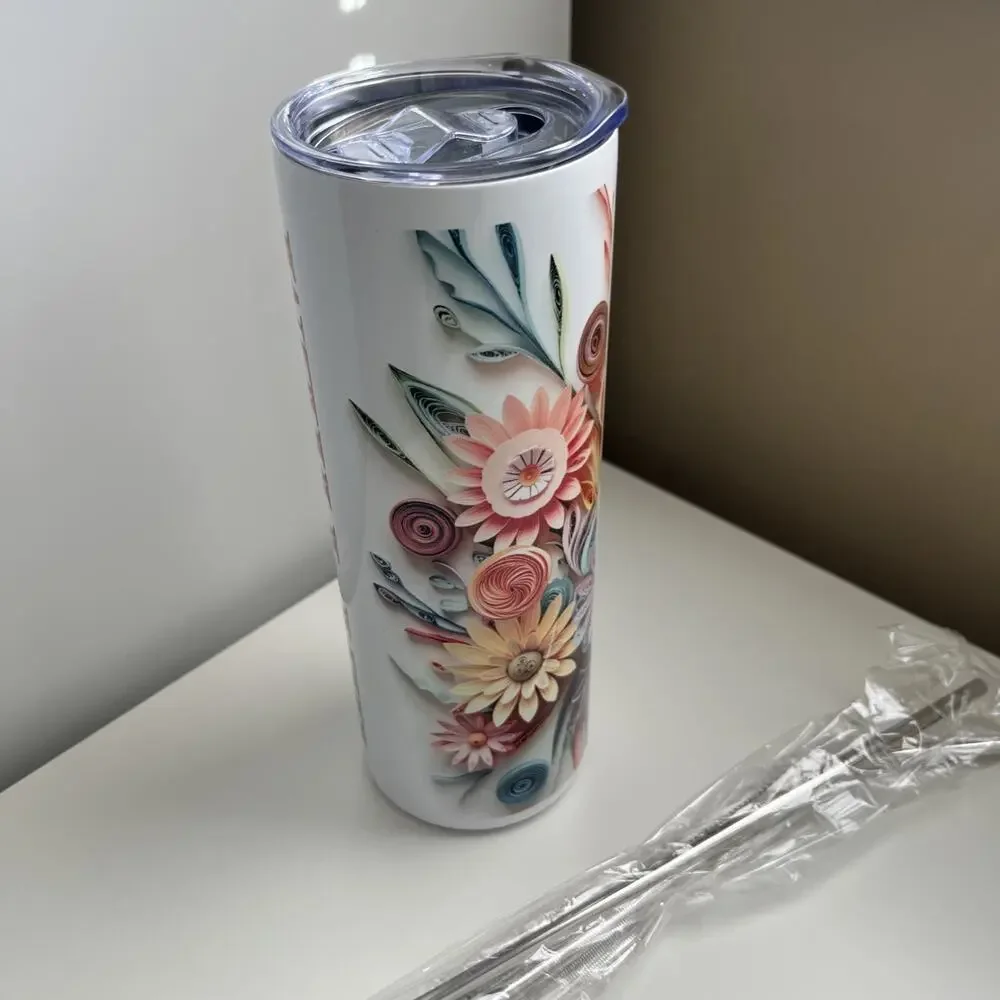 Custom Printed 20oz Tumbler Let Them Quote Lid Straws And Straw Cleaner